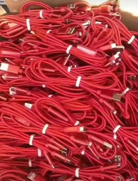 2.4A USB Flowing Light Led Three In One Data Cable Nylon Braided