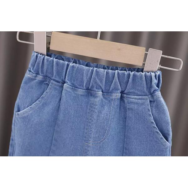 90cm Spring Children'S Clothing Floral Lapel Jeans Knit Vest Long Sleeve