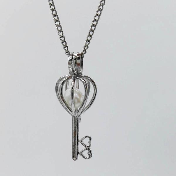 Fashion Real Freshwater Pearl Beads Key Locket Cage Pendant for Necklace Jewelry