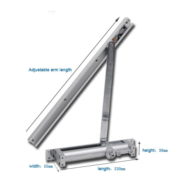 Fireproof Automatic Hydraulic Door Closer with 60-85kg Max Door Weight and 180 Degree Speed Control