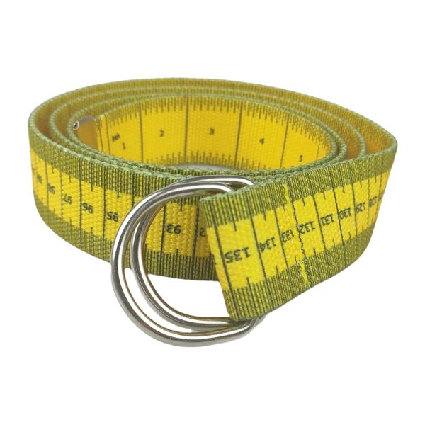 Double-sided printed tape measure belt, scale tool ruler, soft tape, alloy double-ring buckle, quirky trendy belt