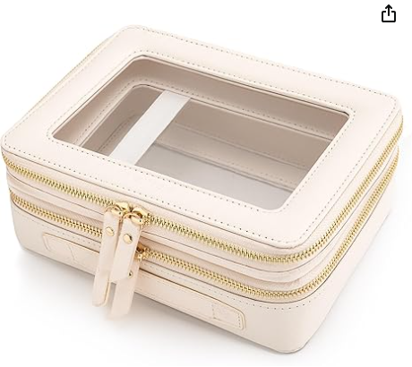 Large Clear Makeup Bags, Double Layer Cosmetic Bags with Separate Brush Compartment,Travel Toiletry Bag Train Case,Travel Accessories Organizer for Women,2 Layers