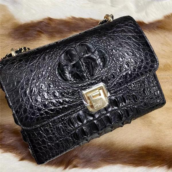 Authentic Crocodile Skin Women Small Flap Purse Genuine Alligator Leather Lady Chain Bag Female Single Shoulder Bag