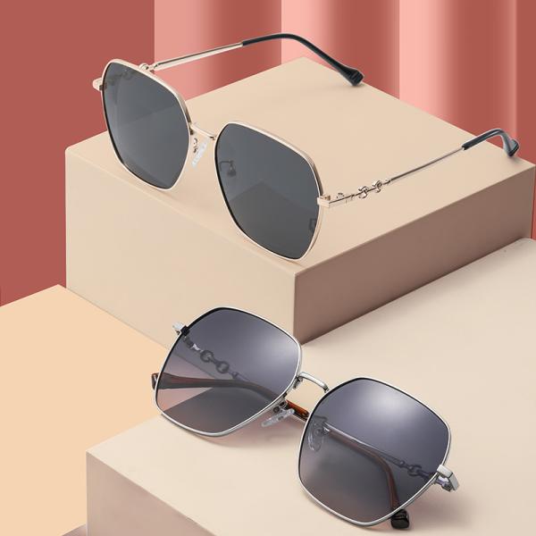Oversized Metal Frame Sunglasses CE , Square Women'S Polarized Sunglasses