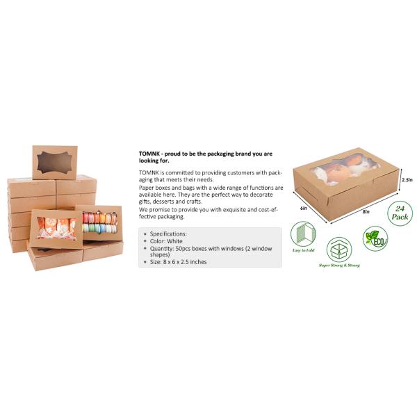 Белая пищевая крафтовая бумага пекарня печенье упаковка с PVC окном