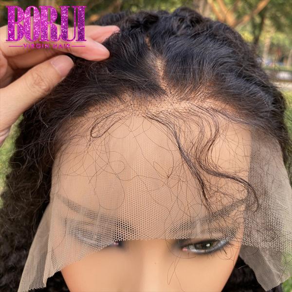 Perucas suíças encaracolados perversos do Frontal do laço do cabelo humano da densidade brasileira do original 180%