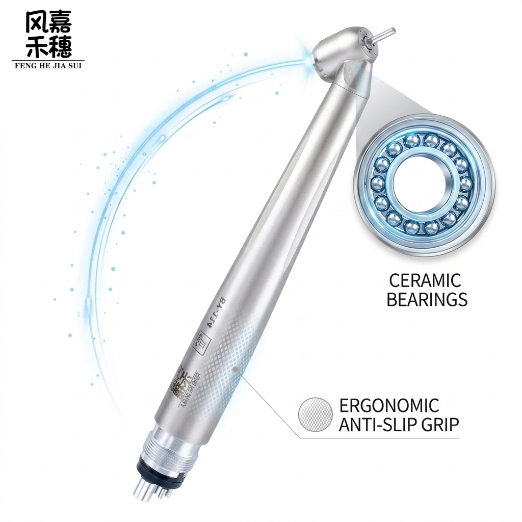 Ergonomic Light Weight Dental Surgical Handpiece with 350,000 – 420,000 RPM and Fully Autoclavable up to 135°C