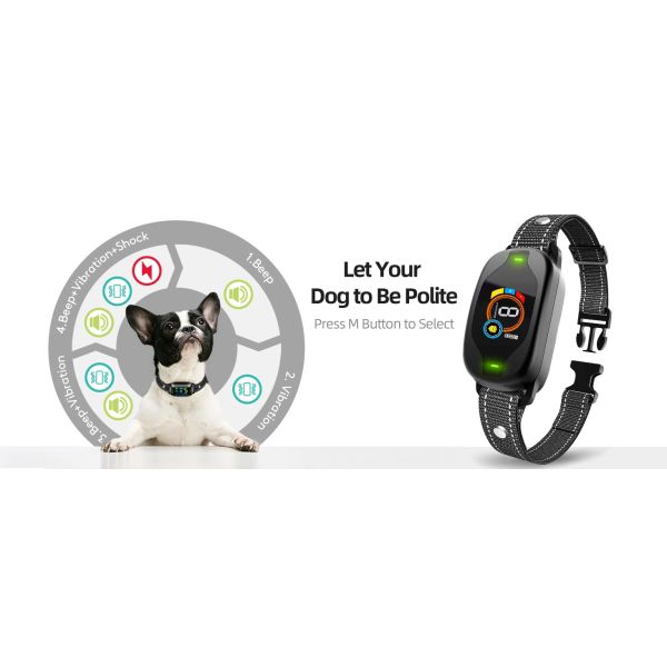 Waterproof LCD Screen Rechargeable IP67 Rated Plastic Dog Bark Collar Eco-friendly Large/Medium/Small Dogs 3 Adjustable Modes