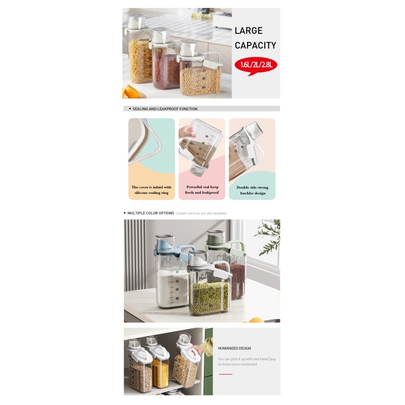 Custom Wholesale Large Capacity Leak Proof Transparent Grain Storage Plastic Measuring Bucket Bottle