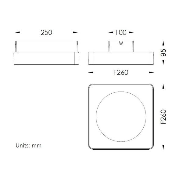 Square Surface Mounted Ceiling Downlight IP65 Protection For Outdoor