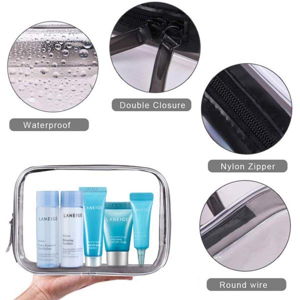 4 Pcs Waterproof PVC Zippered Toiletry Carry Portable Makeup Organizer Bag