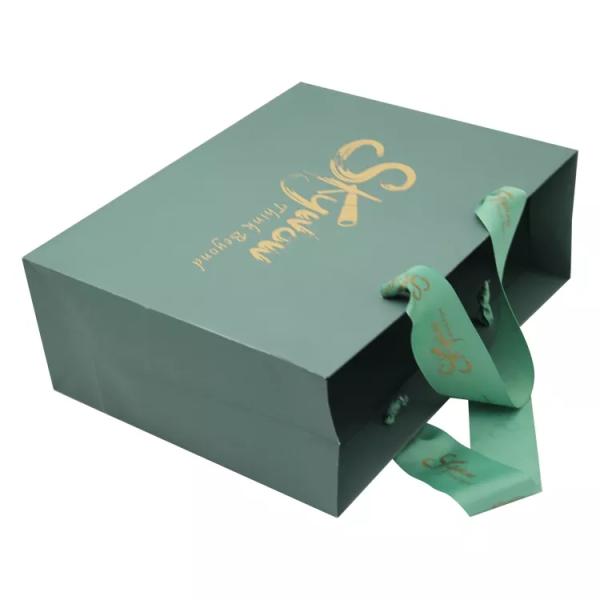 Boutique Printed Paper Carrier Bags Foldable Reusable With Logo