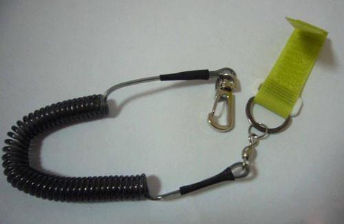 Transparent black PU coated wire coiled lanyard anti-lost tether plastic snap hooks 2pcs