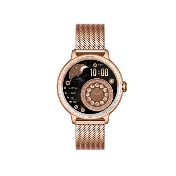 KW60C 300mAh Battery Dafit App Waterproof IP68 GPS Motion Track Round Screen Smartwatch for Women's Health and Sleep Monitoring