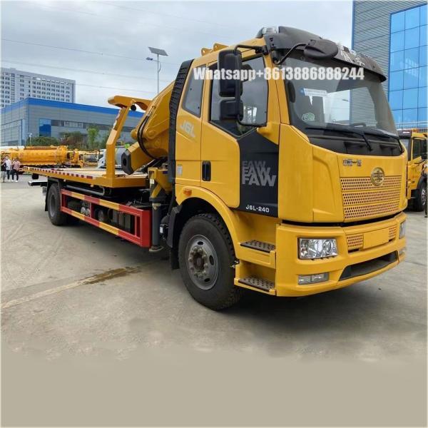 4 * 2 FAW 10 Tons Trailer Belt Hoist  Folding Crane  Tractor With Crane  Boom Truck  	crane Mounted Truck