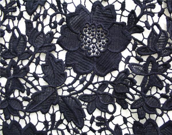 New dyeable lace fabric flower design black crochet cotton lace new design water soluble african fabrics