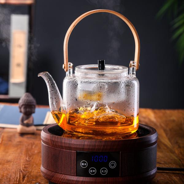 Handmade 1000ml Clear Glass Teapot Borosilicate Material Eco Friendly