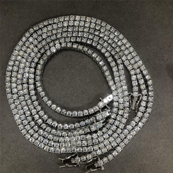 O ouro da corrente 14K do tênis de Moissanite do corte redondo chapeou a colar VVS1 do tênis de Moissanite