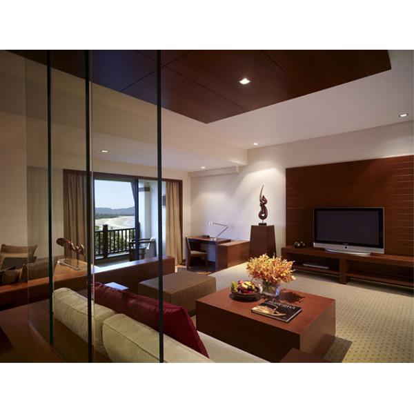 Modern Fabric Bedroom High End Hotel Furniture With Ebnoy Wood Veneer Finish