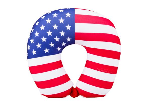Personalized US Flag Airplane Neck Pillow , U Shaped Neck Pillow For Travel