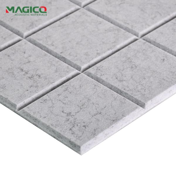 Panneau acoustique en fibre de polyester carré PET Feuille acoustique Panneaux muraux insonorisés Carreaux de plafond