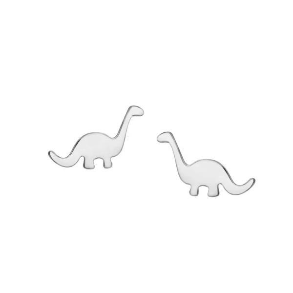 Children'S Dinosaur Gold Plated Stud Earrings 925 Sterling Silver Mini