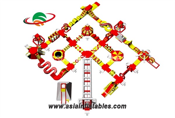 Customized Red Floating Inflatable Sea Park Inflatable Water Island