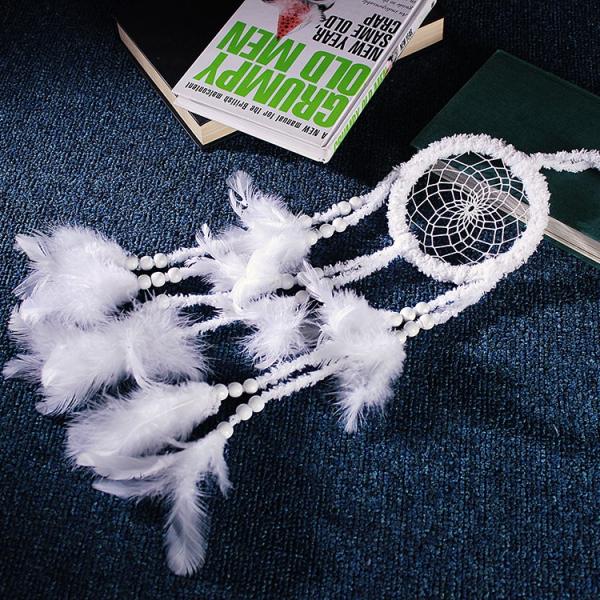 Circular Purple Handmade Dream Catcher Net With Feathers Wall Hanging Decoration Decor Craft Gift Wind Chimes for Home