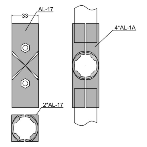 6063 T5 Aluminum Alloy Cross Pipe Joint Easy assembly oxidized surface