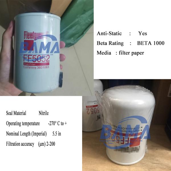 FF5052/3931063 Fleetguard Fuel Filter 99% Filter Efficiency for Improved Performance