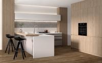 Armarios de cocina de madera rústica blanca Sistema de cocina de grano de madera personalizado