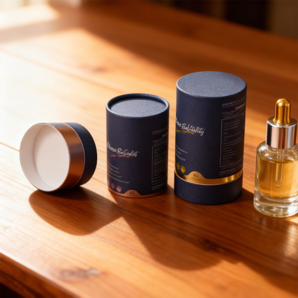 Custom Printed Round Composite Paper Tube With Liner For Cosmetic Serum Bottles
