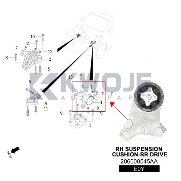 206000545AA Car Engine Mount Assembly RH SUSPENSION CUSHION-RR DRIVE For Exeed ET/ES