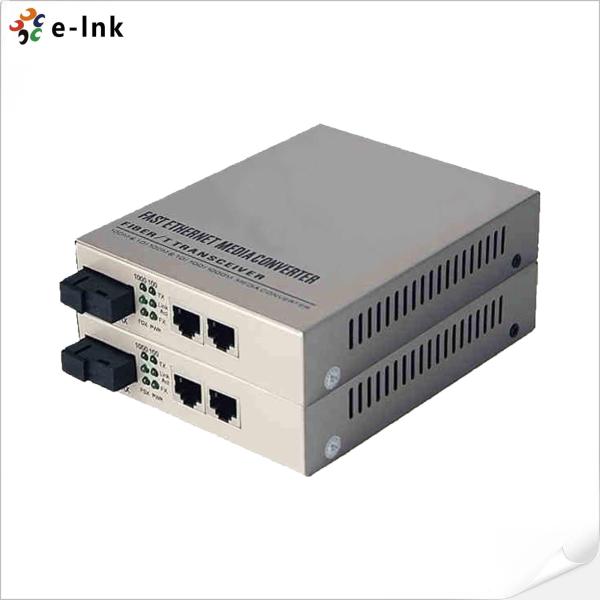 1 Fiber Port+ 2 UTP Ports 10/100M Media Converter with Buit-in PSU
