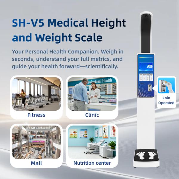 SH-V5 Digital Mobile Measuring Equipment Height Weight BMI Scale Machine