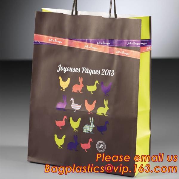 luxury famouse brand packaging texured brown paper shopping bags for watch jewelry underware