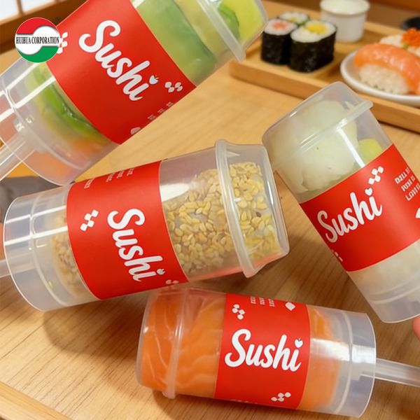 Customize PP Push Up Pop Sushi Plastic Cup Packaging