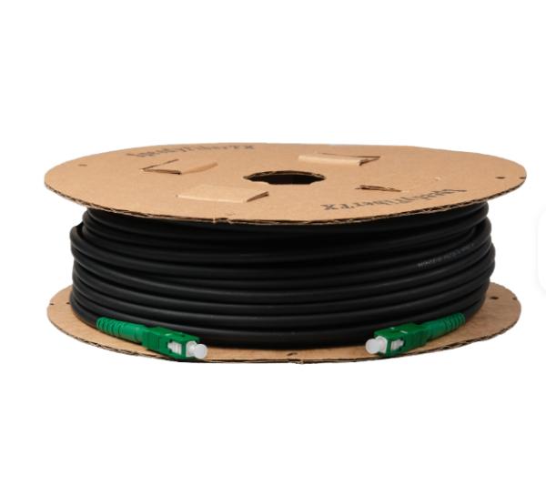 FTTH Preterminated Outdoor 4.8mm 1F Ruggedized Drop Cable G657A2 SC/APC-SC/APC Black LSZH