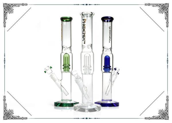 Showerhead Perc Smoking Glass Water Pipe Phoenix Star Straight Tube Green Blue Bong