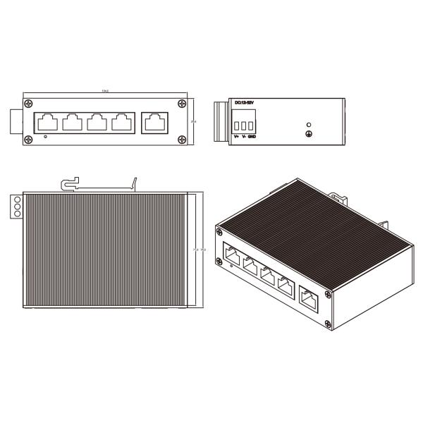 5 портов Неуправляемый сетевой коммутатор 8 пин 512 Кбит