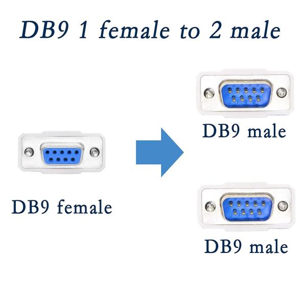 DB9 Y Splitter RS232 RJ45 Cable 30cm 9 Pin 1 Female To 2 Male Serial