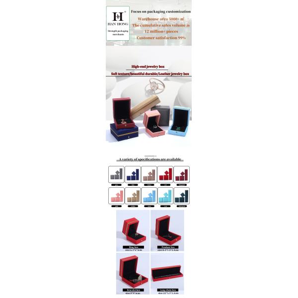 Logotipo personalizado Caja de joyas de cuero PU para anillo de boda Collar Brazalete de Hanhong
