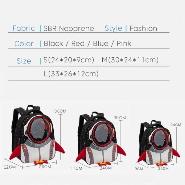 Waterproof 3D Rocket Kids Backpack Anti Lost Cartoon Girls Astronauts School Bags