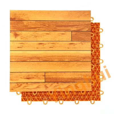 Interlocking Woodgrain Basketball Flooring Outdoor Wood Plastic Tennis Flooring Tiles