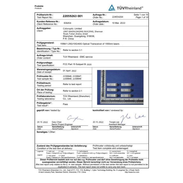 Color Optic Limited Certifications