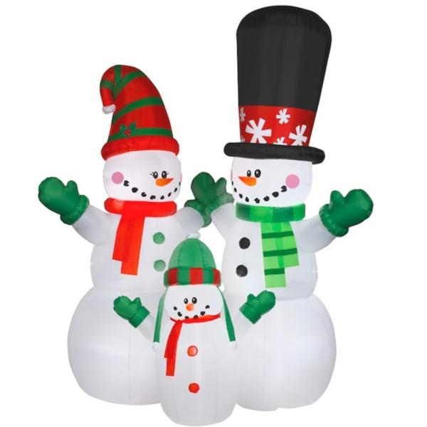 Outdoor Christmas Lighted Santa Sleigh Arch with Snowman Gingerbread Tree Inflatables