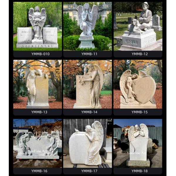 Angel of Grief Marble Stone Life Size Weeping Angel Statues Headstone Statue Sculpture for Cemetery
