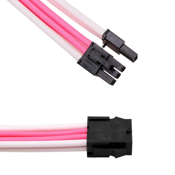 Pink&white jacketed wire Sleeved Extension Cable Kit ATX CPU PCI-E Extension Power Supply Cable