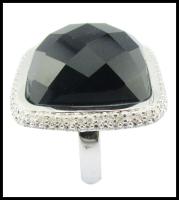 925 Anneaux en argent sterling avec des pierres précieuses d'agate noir Anneaux en argent sterling Anneaux d'amour en argent