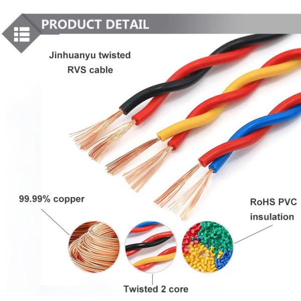 Stranded Copper 2 Core Wire Cable 0.5mm-6mm Twisted Pair RVS Electrial Wire Cable